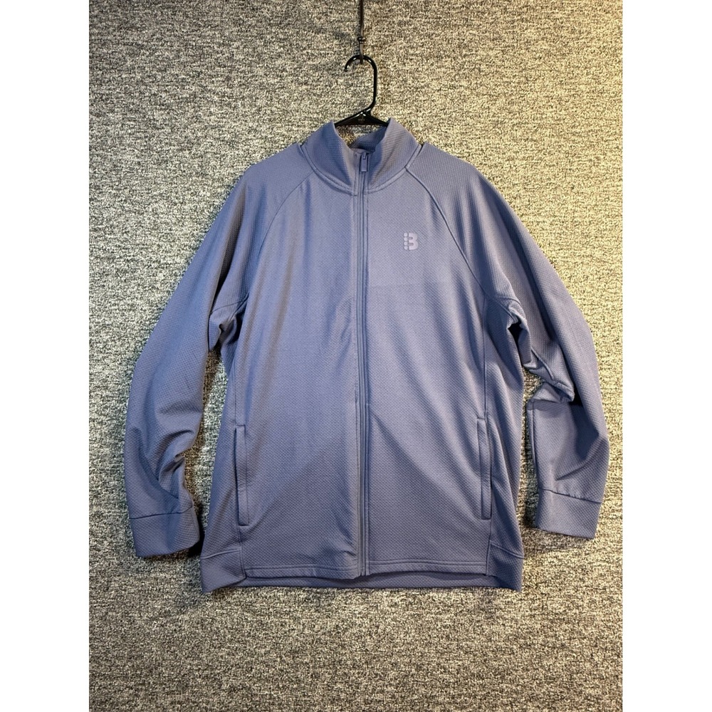 Bench Urbanwear Mens Blue Waffle Knit Full Zip Track Jacket Mock Neck Large